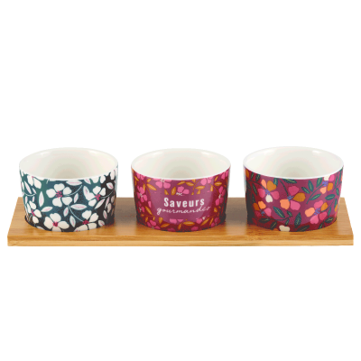 Ravier (set de 3 + plateau) Saveurs gourmandes