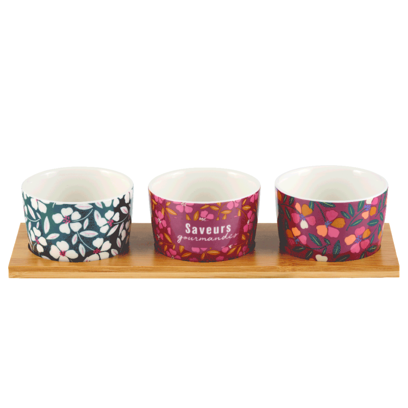 Ravier (set de 3 + plateau) Saveurs gourmandes