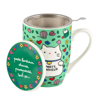 Tisanière (+ filtre) Chat bonheur