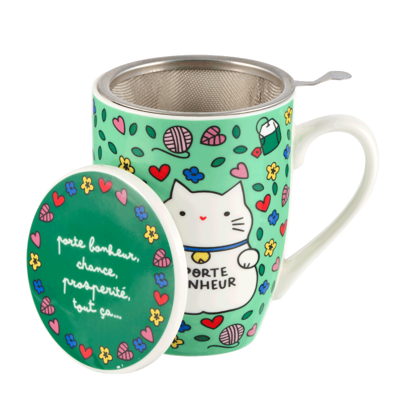 Tisanière (+ filtre) Chat bonheur