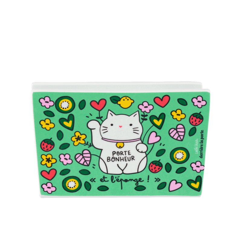 porte-éponge Chat bonheur