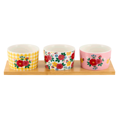 Ravier (set de 3 + plateau) Bouquet de roses