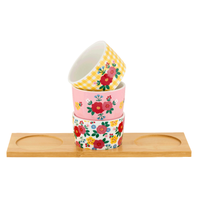 Ravier (set de 3 + plateau) Bouquet de roses
