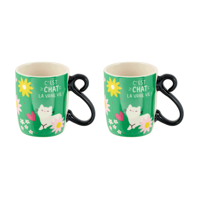 Set de 2 mini mugs C'est chat la vraie vie