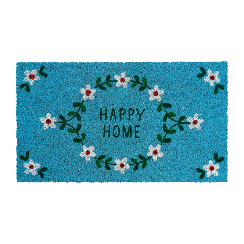 Paillasson Happy home couronne fleurs