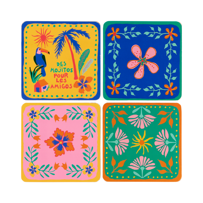 Dessous de verre (set de 4) Mojito des amigos