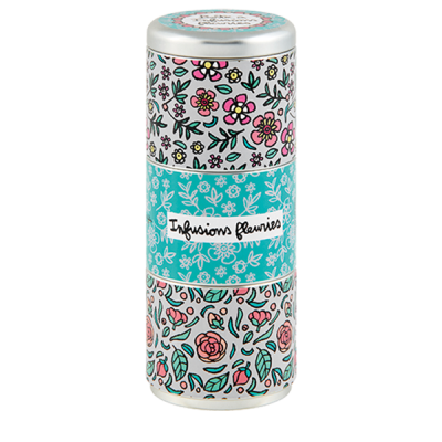 Boîtes à thé métallique Boîtes à tisanes Infusions fleuries P005-M024270-AD-143