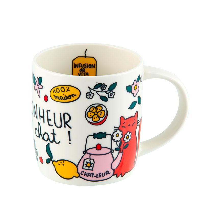 Mug Mug "Le bonheur c'est chat" P058-C153270-AG-52