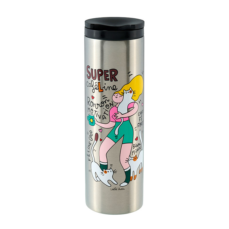 Bouteille isotherme Mug isotherme Le bonheur c'est chat P058-A090585-AG-08
