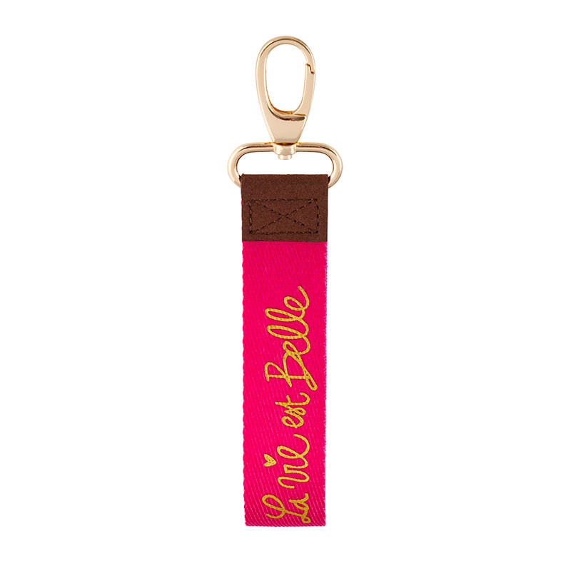 Cordon porte-clés Cordon porte-clés framboise "La vie est belle" P003-P020525-LOC-05
