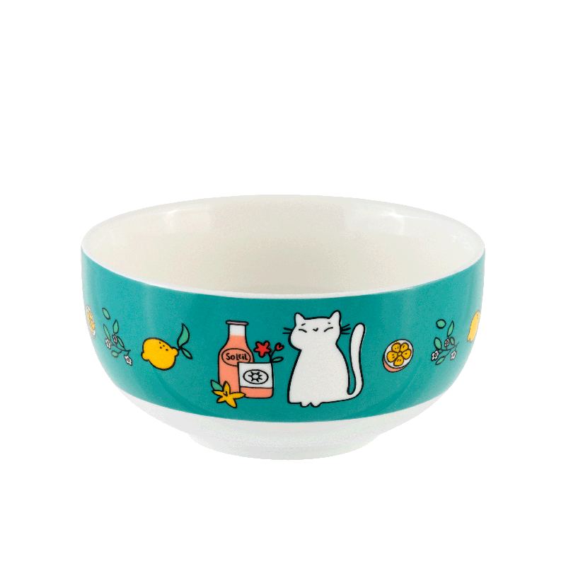 Bol Set de 2 bol Le bonheur c'est chat P058-C154665-AM-14