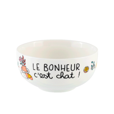 Bol Set de 2 bol Le bonheur c'est chat P058-C154665-AM-14