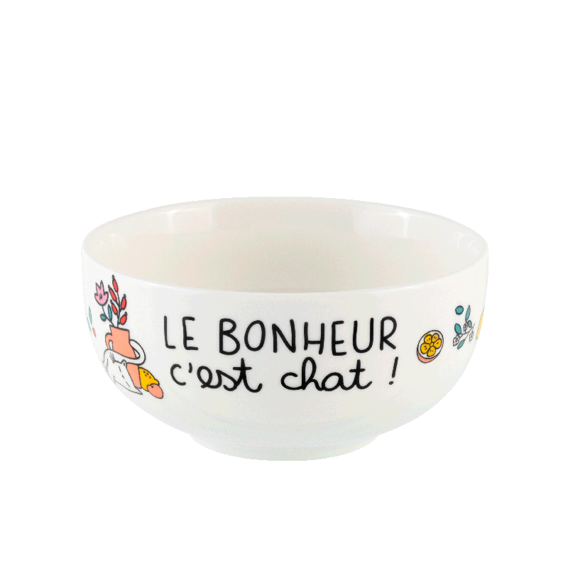 Bol Set de 2 bol Le bonheur c'est chat P058-C154665-AM-14