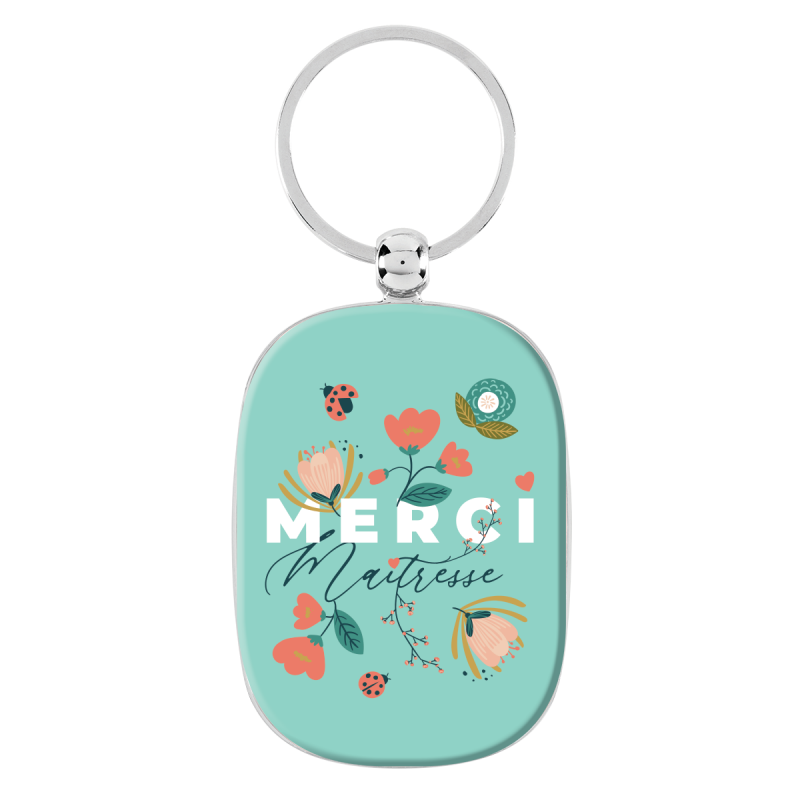Portes-clés Porte-clés Merci maîtresse fleurs P003-ME12325