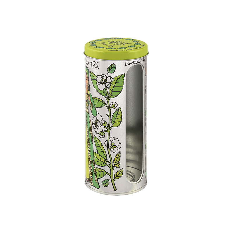 Boîtes à thé métallique Boîte à fenêtre Thé menthe P005-M023705-AE-04