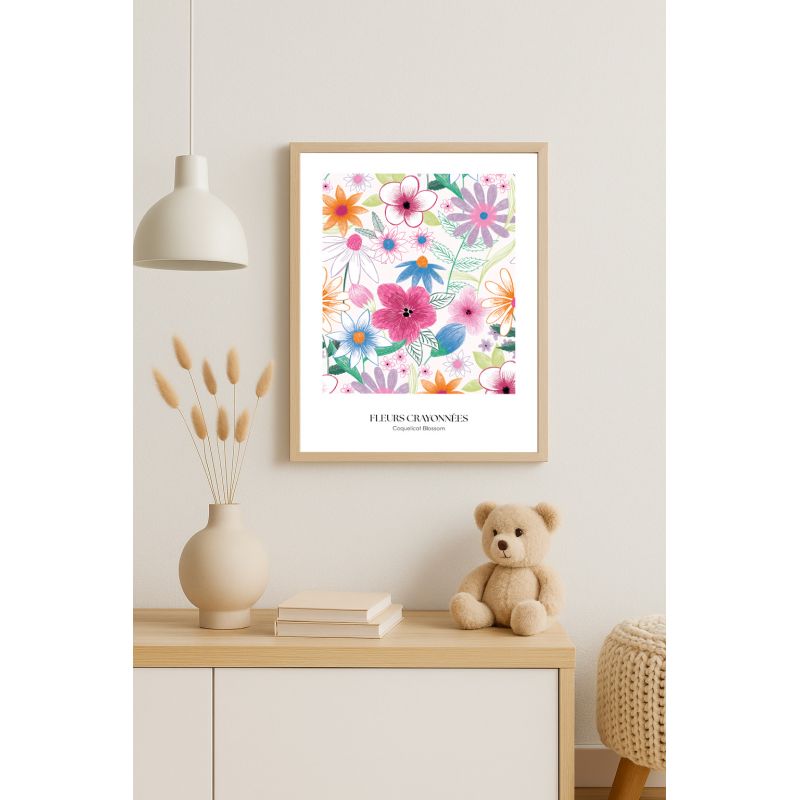 Affiche fleurs crayonnees