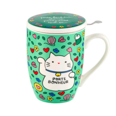 Tisanière (+ filtre) Chat bonheur