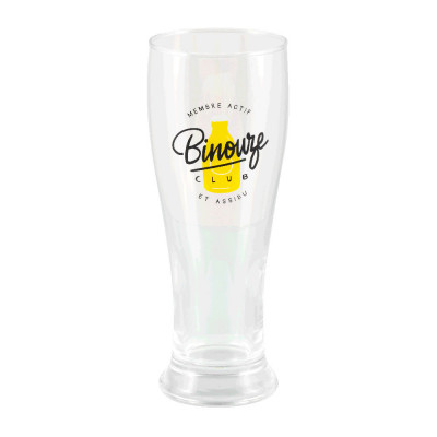 Verre à bière + dessous de verre (+ boite) Binouze Club