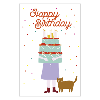 Carte double (+ enveloppe) Happy birthday gâteau P100-P230040  Idées Cadeaux