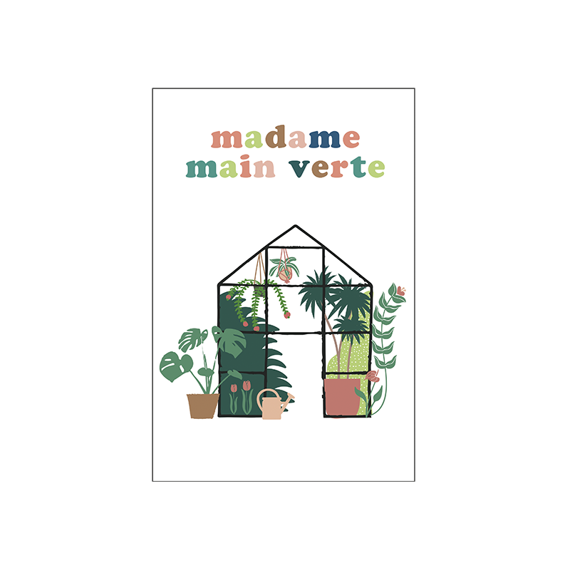 Carte double (+ enveloppe) Madame main verte P100-P230180  Idées Cadeaux