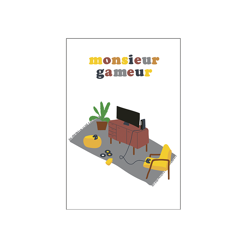 Carte double (+ enveloppe) Monsieur gameur P100-P230190  Idées Cadeaux
