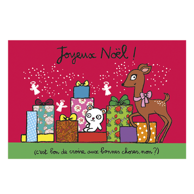 Carte double (+ enveloppe) Joyeux noël cadeaux P100-P230265  Idées Cadeaux