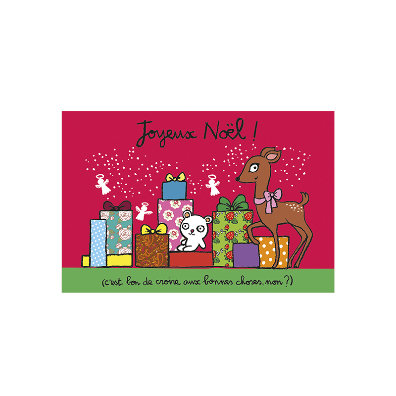 Carte double (+ enveloppe) Joyeux noël cadeaux P100-P230265  Idées Cadeaux
