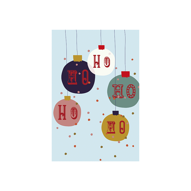 Idées Cadeaux Carte double (+ enveloppe) Hohoho boules P100-P230285