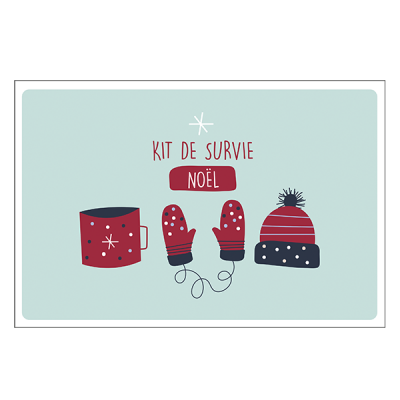 Carte double (+ enveloppe) Kit de survie noël P100-P230300  Idées Cadeaux