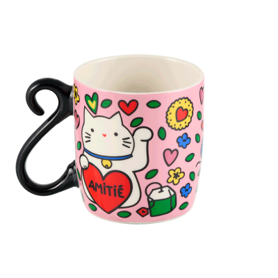 Mug Chat bonheur rose