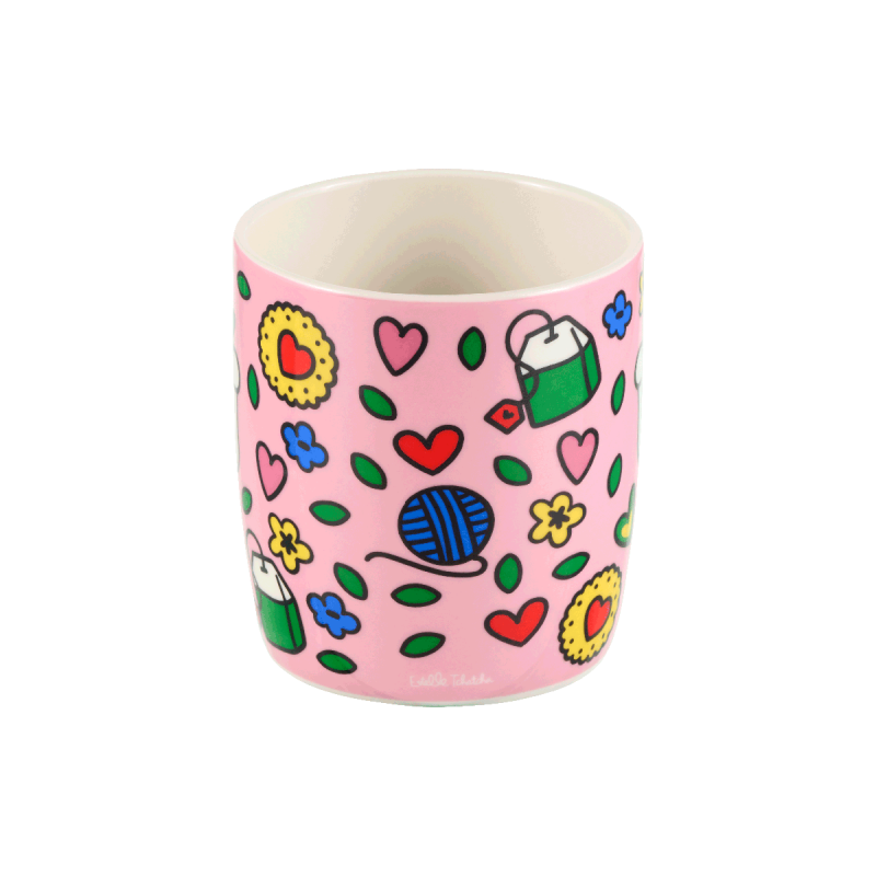 Mug Chat bonheur rose